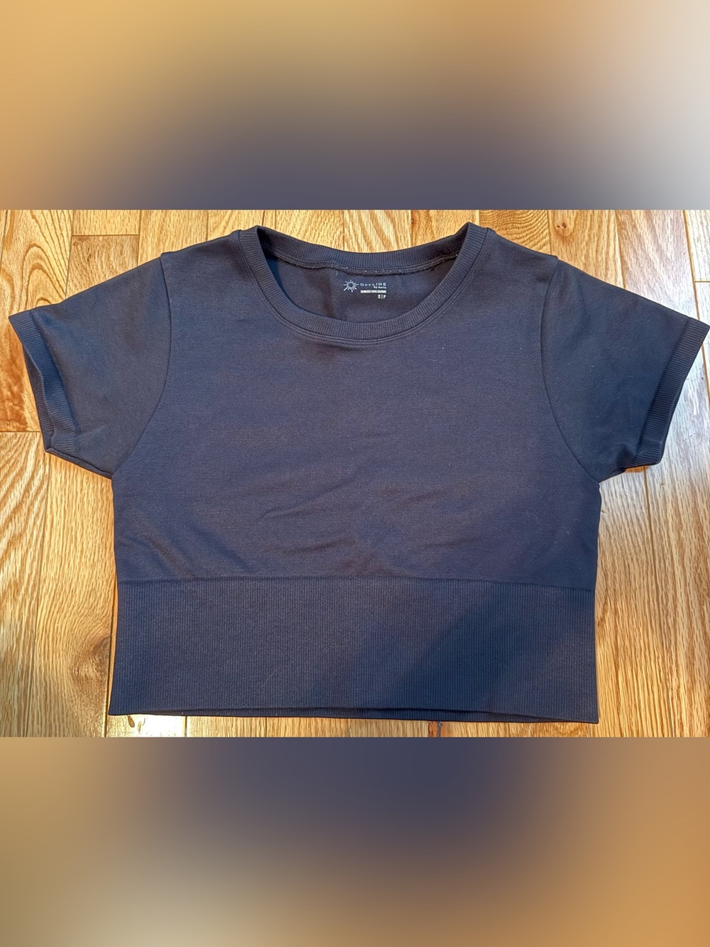 aerie Black Cropped Athletic Tee